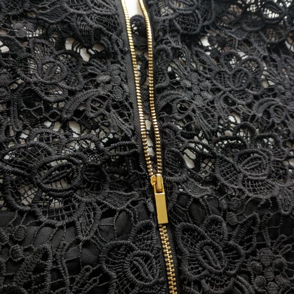 XS Nanette Lepore Lace Gold-Zip Black Blouse - Picture 6 of 6